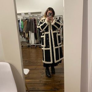 Stand Studio Black Delia Faux Shearling Coat